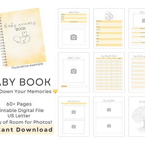 Baby Book Printable PDF – Digital Baby Memory Journal – First Year Milestones Tracker – Gender Neutral Keepsake – Newborn Milestones