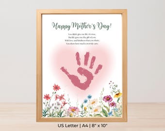 Bonus Mom Wildflower Mother’s Day Handprint Craft from Kids, Printable Handprint Keepsake for Step Mom
