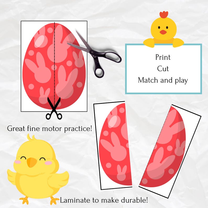 Easter Egg Matching Game for Kids | Printable Cut and Match Activity ...