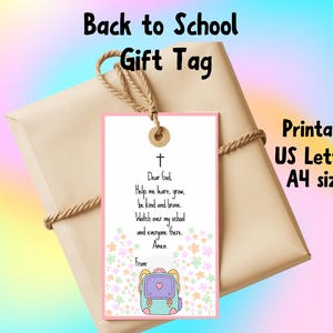 Back To School Prayer Printable Gift Tag School Prayer Tag Christian Classroom Gift New School Year Back Bag Prayer Sunday School Gift Tag