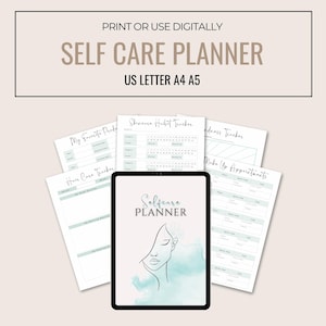 Printable Glow Up Planner, Selfcare Planner, Self Care Journal, Wellness Journal, Mental Health, Personal Growth, Beauty Routines Tracker image 1