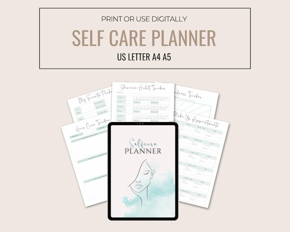 Printable Glow Up Planner, Selfcare Planner, Self Care Journal, Wellness Journal, Mental Health, Personal Growth, Beauty Routines Tracker