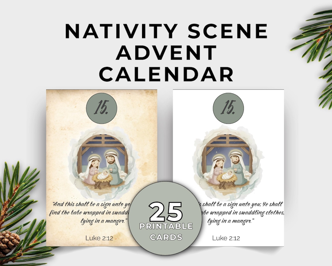 Nativity Scene Advent Calendar 2026 Printable Christmas Countdown ...