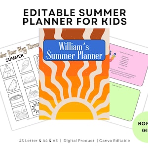 Summer Activity for Kids Printable Editable Planner Summer Kids Bucket List Checklist Summer Activity Plan Summer Camp at Home