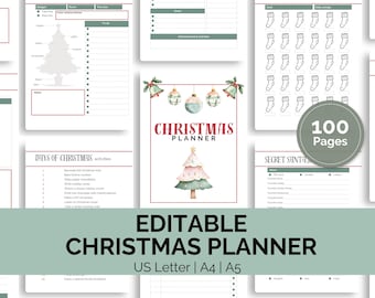 Christmas Planner Printable Editable Template, Christmas Planner Inserts, Christmas Binder, Christmas Budget, Menu, Checklist, To Do List
