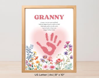 Granny Wildflower Mother’s Day Handprint Craft from Kids, Printable Handprint Keepsake for Granny