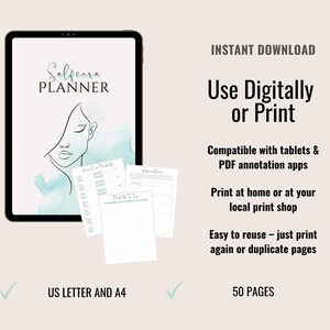 Printable Glow Up Planner, Selfcare Planner, Self Care Journal, Wellness Journal, Mental Health, Personal Growth, Beauty Routines Tracker image 5