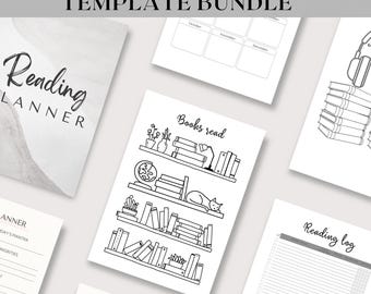 Digital Reading Journal Reading Planner Printable Book Tracker PDF Reading Log, Book Review, Minimalist Planner Book Lover Gift