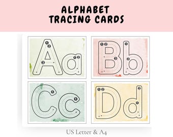 Alphabet Tracing Worksheet: Pastel ABC Flashcards for Kids (Digital Download)