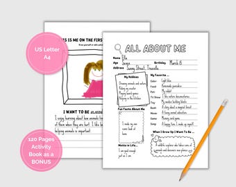 All About Me Printable Prek 3 All About Me Getting To Know You Activity Sheet My Favorite Things Worksheet Back To School First School Day
