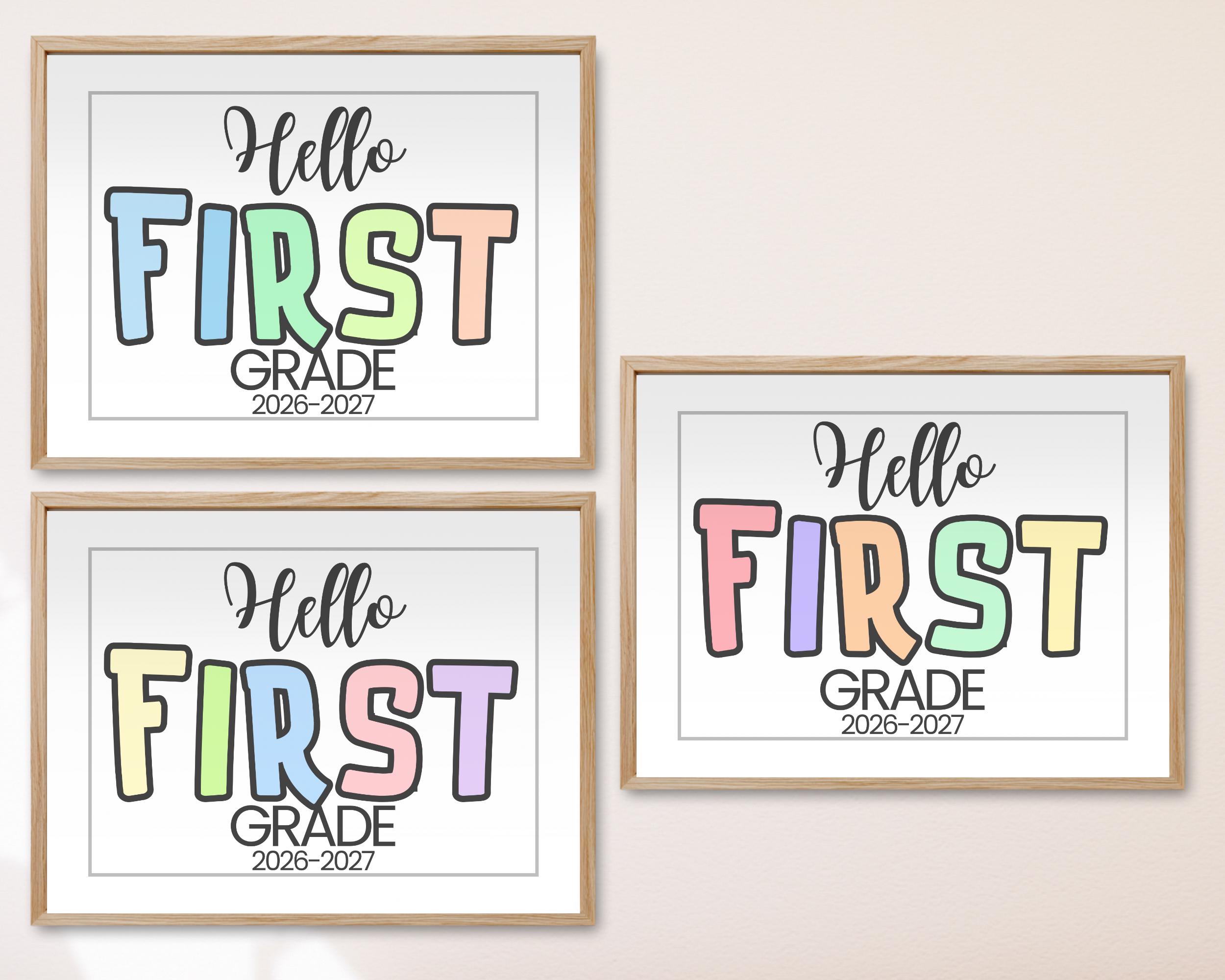 Printable Hello First Grade Sign First Day of 1st Grade Photo Prop Sign ...