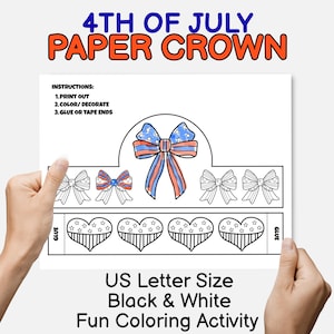 4th Of July Paper Crown Coloring Craft for Independence Day Paper Crown DIY for Kids 4th of July Party Hat Patriotic Headband