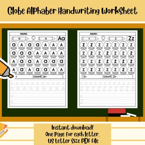 Alphabet Tracing Worksheets Printable for Kids Handwriting Practice ...