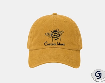 Gorra de béisbol bordada con abeja: Gorra de algodón personalizada para papá, Abejorro, Abeja Reina, Regalo para apicultor