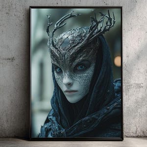 Nordic Seer Wall Art – Norse Mythology Printable, Viking Priestess Digital Download, Dark Fantasy Viking Decor, Pagan Witch Print
