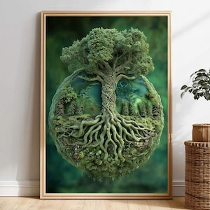 Yggdrasil Tree of Life Wall Art – Norse Mythology Digital Print, Viking World Tree Poster, Pagan Nordic Decor, Instant Download