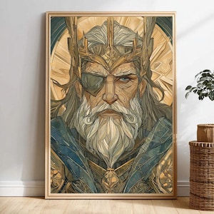 Vikings | Odin God Digital Art Print, Norse Mythology Art, Home Decor, All Father Wall Art, Viking Wall Decor,  Digital Download