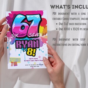 67 Birthday Invitation Six Seven Invite For Girls Viral Meme Party 8th Bday Graffiti Evite image 8
