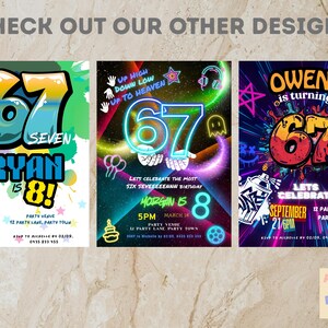 67 Birthday Invitation Six Seven Invite For Girls Viral Meme Party 8th Bday Graffiti Evite image 10