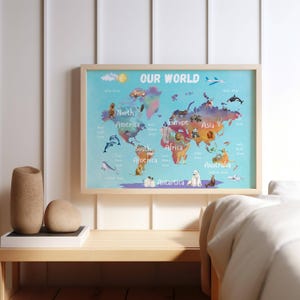 Geographie Karte der Tiere, Geographie Poster, Geografie für Kinderzimmer Dekor, Kinderzimmer Dekor