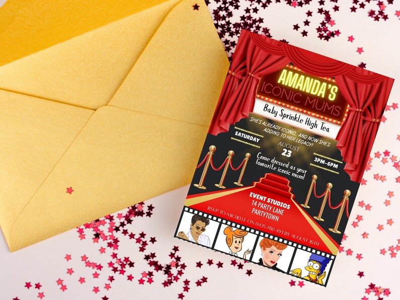 Iconic Moms Baby Shower Invitation: Hollywood Theme (digital Invite ...