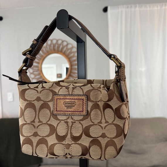 VTG Y2K Coach Signature Mini Hobo Bag Brown Jacquard … - Gem