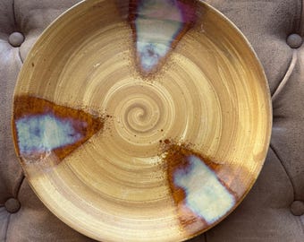 Sango Splash 4951 Serving Chop Plate 12" Brown Drip Glaze Stoneware Discontinued