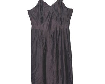 Vintage 1950s Bur-Mil Lingerie Satin Slip Dress Size 40 Chocoloate Brown Midi