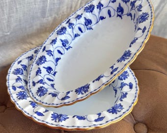 Spode Colonel Blue Vegetable Dish Set of 2 Oval Copeland England Discontinued