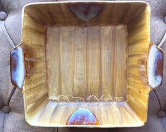 Sango Splash 4951 Square Baker Casserole Dish Brown Blue Glaze Stonewear