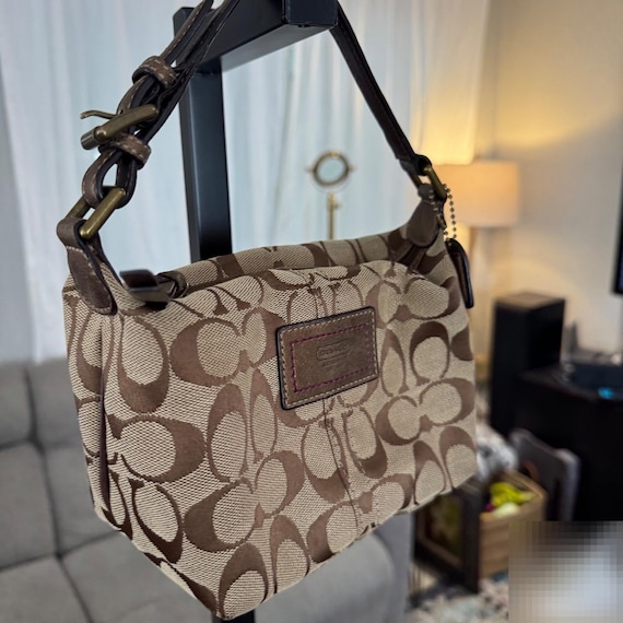 VTG Y2K Coach Signature Mini Hobo Bag Brown Jacquard … - Gem