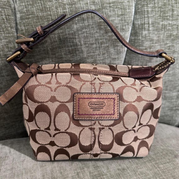 VTG Y2K Coach Signature Mini Hobo Bag Brown Jacquard … - Gem
