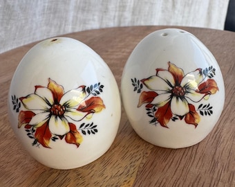 Vintage Sandford Salt and Pepper Shakers Floral Bone China Egg Shaped England
