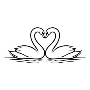 Swan Heart SVG, Minimalist Line Art, Wedding Anniversary Design (Digital Download)