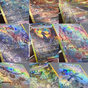 Prismatic evolution, detail of every single card in the set, textures with millimetric perfection to the sight and touch
