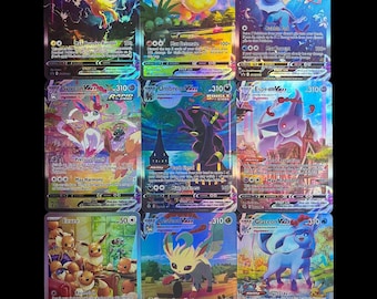 Set de 9 cartas Evolving Skies Eeveelutions VMAX • HOLO TEXTURIZADO Personalizado Hecho a Mano Proxy/Orica • Arte Alternativo de Umbreon, Espeon, Sylveon, Leafeon