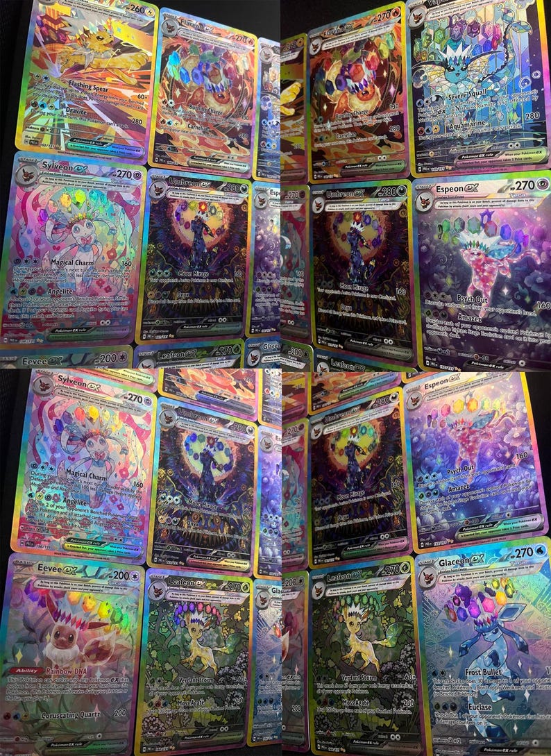 Prismatic Evolution, detail of every single card in the set, faithful holography in every corner of the card