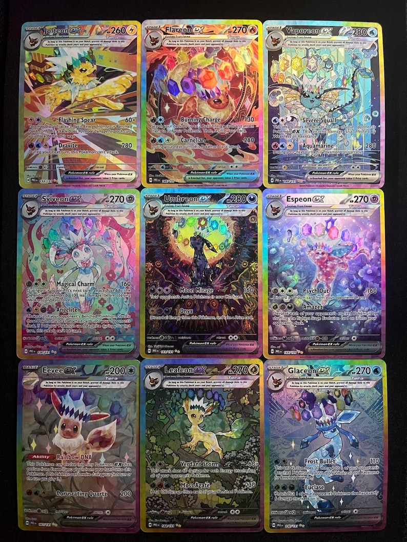 Set of 9 Primasitc Evolution Holo and Textured Card, made with the highest quality possible, perfect to the touch
