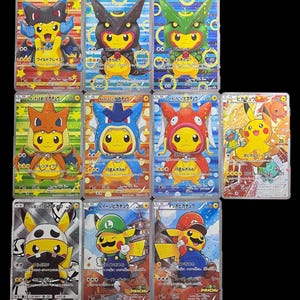 Promos Pikachu avec poncho inspirées de la boîte spéciale X Y 2016 • Jeu de 10 cartes • STARFOIL HOLOGRAPHY TEXTURÉ fait main proxy/Orica personnalisé
