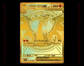 Mega Charizard X ex Gold • HOLO TEXTURED Custom Handmade Proxy/Orica • Inferno X (m2 116)