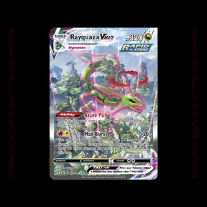 Rayquaza VMax speciale illustratie, zeldzaam • RAINBOW HOLO custom handgemaakte proxy/Orica • Evolving Skies evs 218 •
