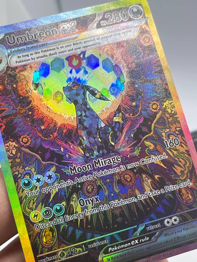 Terastal Festival & Prismatic Evolutions Eeveelutions 9 Cards Set • HOLO TEXTURED Custom Handmade Proxy/Orica • Umbreon, Espeon, Sylveon EX image 8