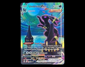 Cartas Proxy [ENG] • Arte Alternativa Umbreon VMAX • Proxy/Orica Personalizado Feito à Mão HOLO • Céus Evolutivos Moonbreon Evs215