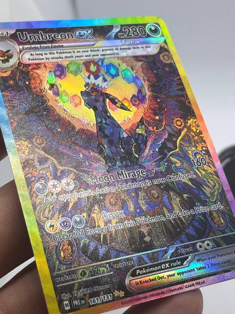 Terastal Festival & Prismatic Evolutions Eeveelutions 9 Cards Set • HOLO TEXTURED Custom Handmade Proxy/Orica • Umbreon, Espeon, Sylveon EX image 6