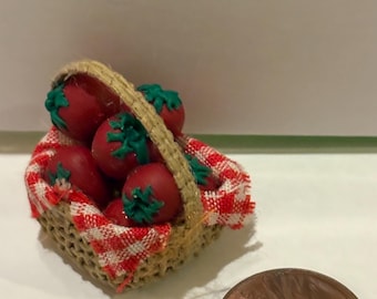 Dollhouse Miniature 1/12 small Basket is ripe tomato’s