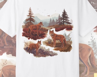 Vintage Red Wolf T-shirt: Comfort Colors Wildlife Graphic