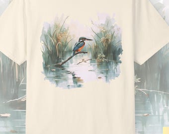 Vintage Kingfisher Graphic Tee: Artistic Bird Lover Gift