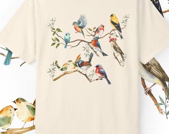 Colorful Birds T-Shirt: Y2k Boho Hiking Top