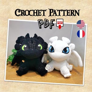 Dragon Crochet Pattern - Toothless/Light Fury - 2 Patterns in 1