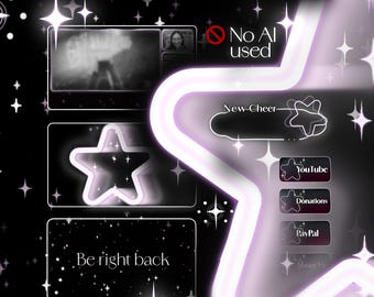 Pakket met dromerige geanimeerde sprankelende lo-fi stream-overlays | OBS | Twitch | Streamlabs